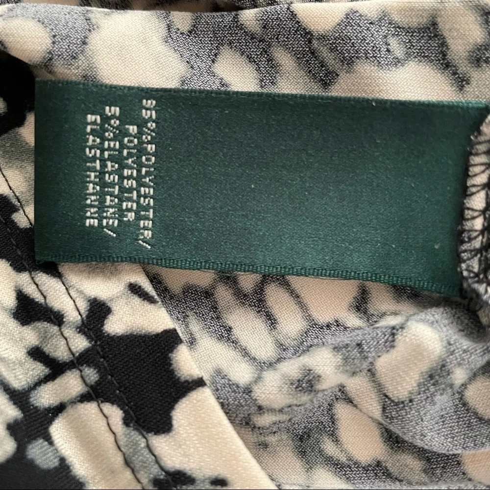 Lauren Ralph Lauren Dress Abstract Print Size 4 Black Off White Grey Str… - Picture 5 of 9